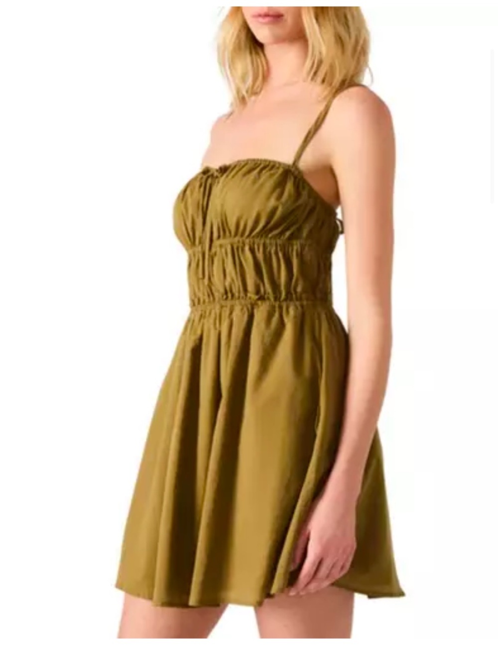 NWT Steve Madden Olive Green Smocked Mini Dress with Adjustable Straps